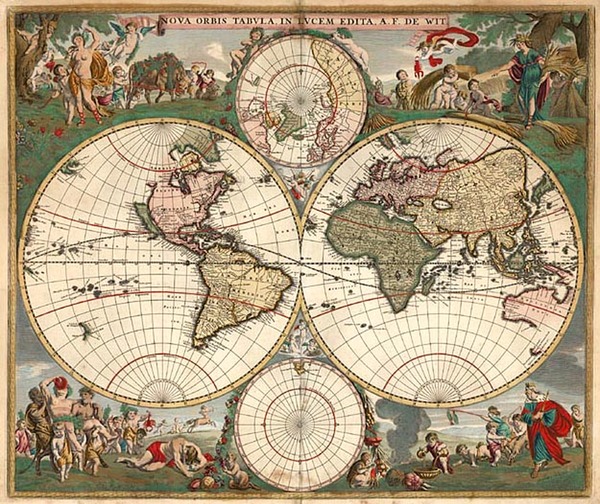 45-World, World and Polar Maps Map By Frederick De Wit