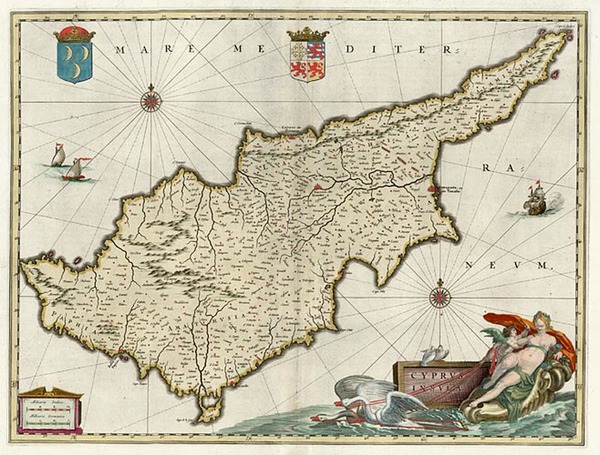 61-Europe, Mediterranean, Africa and Balearic Islands Map By Willem Janszoon Blaeu