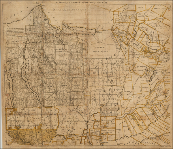 43-New York State Map By Simeon De Witt