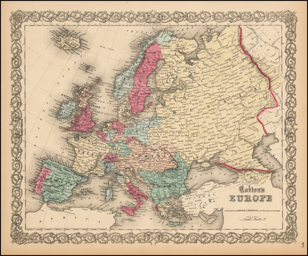 48-Europe Map By Joseph Hutchins Colton