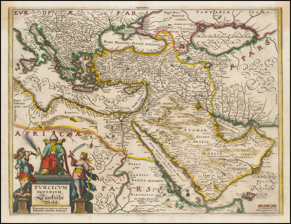 48-Turkey, Mediterranean, Middle East and Turkey & Asia Minor Map By Matthaus Merian