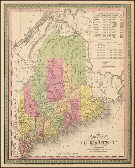 6-New England Map By Thomas, Cowperthwait & Co.