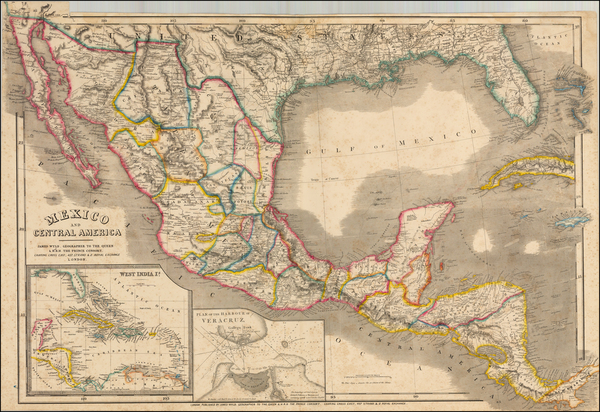 29-Texas, Mexico and Baja California Map By James Wyld