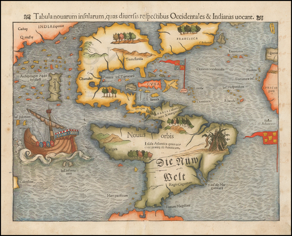 18-Western Hemisphere, North America, South America, Pacific and America Map By Sebastian Munster