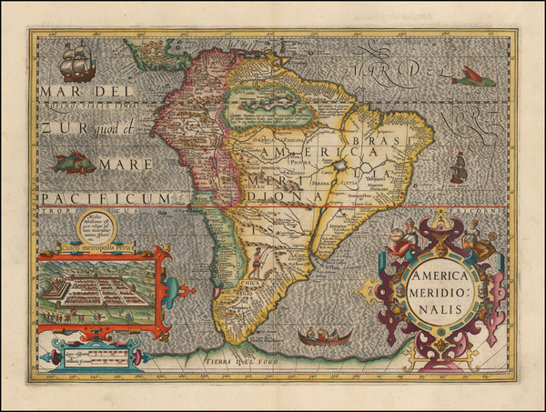 60-South America Map By Jodocus Hondius