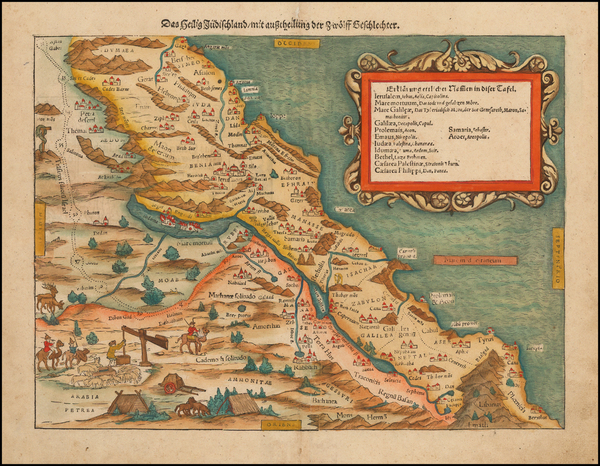 59-Middle East and Holy Land Map By Sebastian Munster