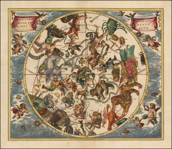 17-Celestial Maps Map By Andreas Cellarius