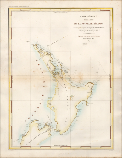 74-New Zealand Map By Jules Sebastian Cesar Dumont-D'Urville