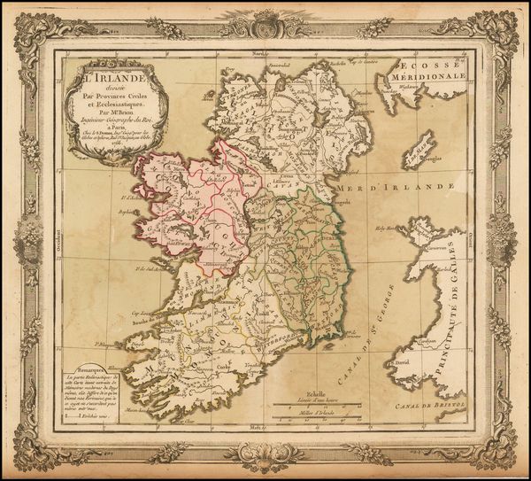 61-Ireland Map By Louis Brion de la Tour