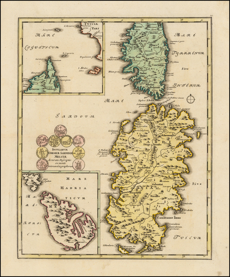 83-Malta and Sardinia Map By Johann Christoph Weigel