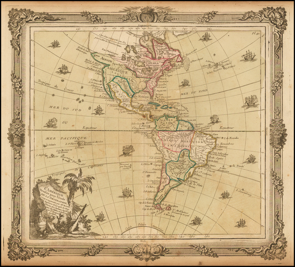 27-South America and America Map By Louis Brion de la Tour