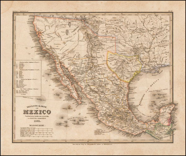 81-Texas, Southwest, Rocky Mountains, Mexico and California Map By Joseph Meyer / Carl Radefeld