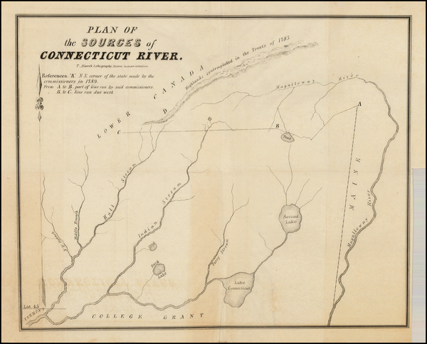 32-New England Map By T. Moore's Lithography
