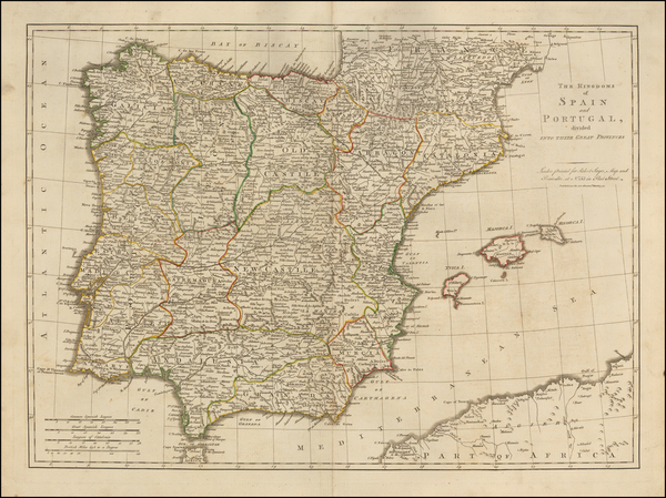 20-Spain, Portugal and Balearic Islands Map By Robert Sayer