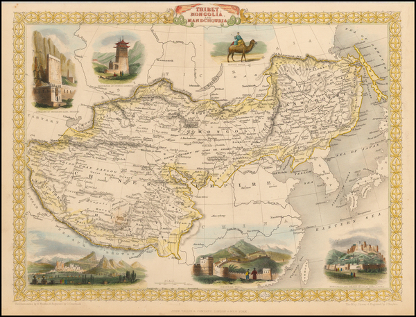 100-China, India, Central Asia & Caucasus and Russia in Asia Map By John Tallis