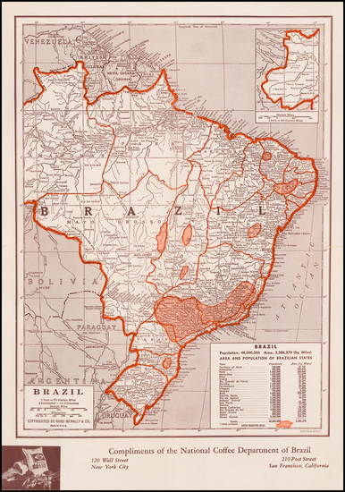 83-Brazil Map By National Coffee Department of Brazil