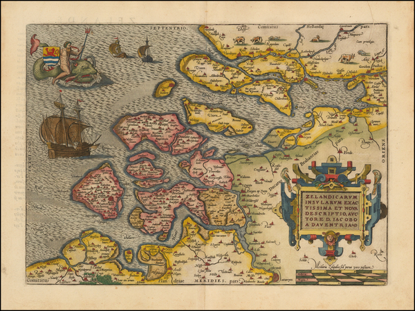 82-Netherlands Map By Abraham Ortelius