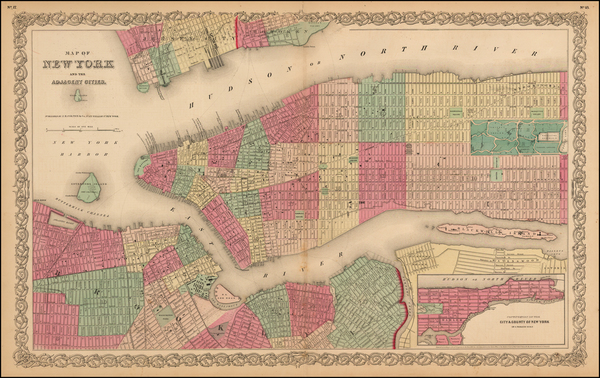 9-New York City Map By Joseph Hutchins Colton