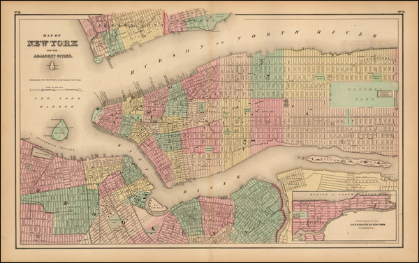 5-New York City Map By Joseph Hutchins Colton