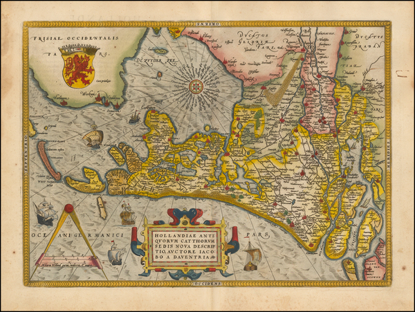 11-Netherlands Map By Abraham Ortelius