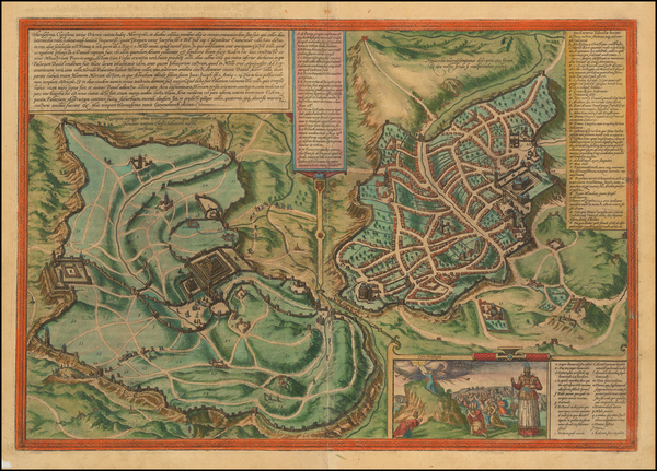 46-Holy Land Map By Georg Braun  &  Frans Hogenberg