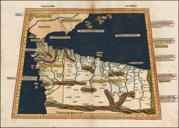 7-North Africa and Balearic Islands Map By Claudius Ptolemy / Lienhart Holle