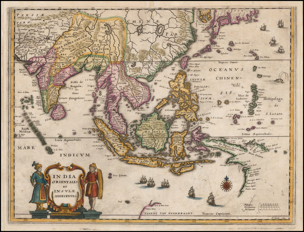 80-China, India, Southeast Asia, Philippines, Australia and Oceania Map By Matthaus Merian