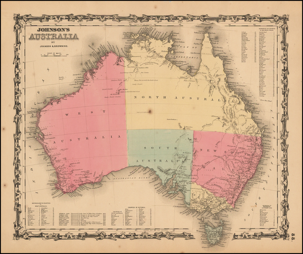 29-Australia Map By Benjamin P Ward  &  Alvin Jewett Johnson