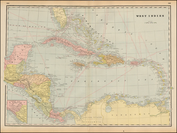 8-Caribbean Map By George F. Cram