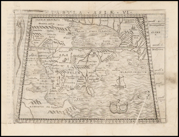 57-Middle East and Arabian Peninsula Map By Giacomo Gastaldi