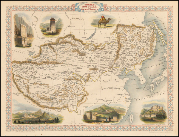 35-China, India, Central Asia & Caucasus and Russia in Asia Map By John Tallis