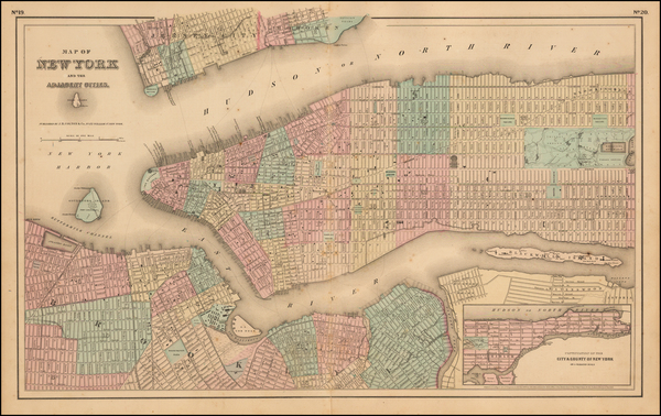 58-New York City Map By Joseph Hutchins Colton