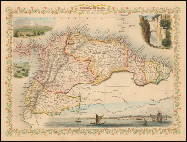 35-South America, Colombia and Guianas & Suriname Map By John Tallis