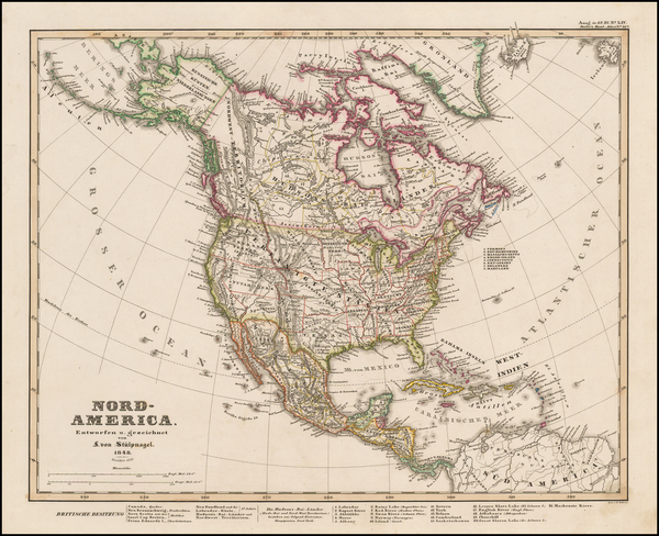 76-North America Map By Adolf Stieler