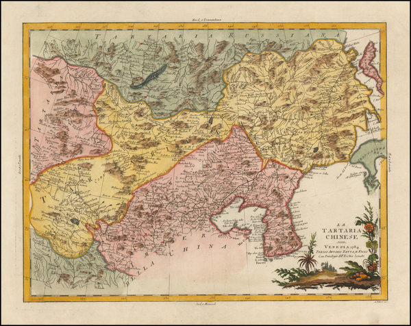 96-China, Korea and Central Asia & Caucasus Map By Antonio Zatta