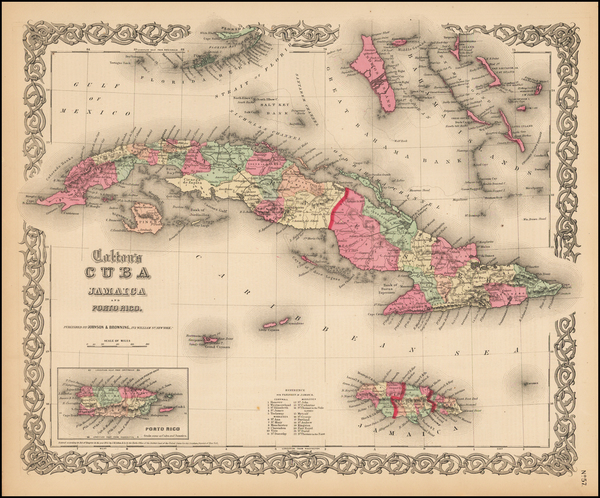 94-Caribbean Map By Joseph Hutchins Colton