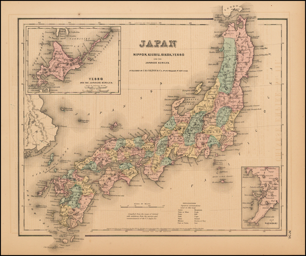 74-Japan Map By Joseph Hutchins Colton