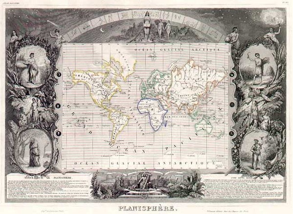 44-World and World Map By Victor Levasseur