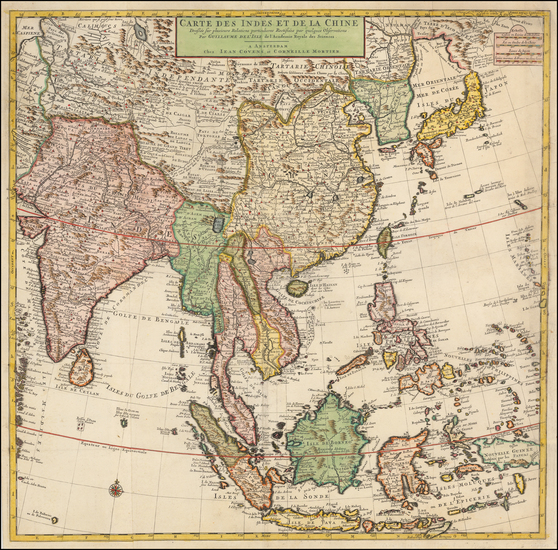 41-China, Japan, Korea, India, Southeast Asia and Philippines Map By Johannes Covens  &  Corne