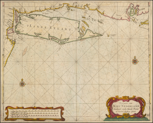 91-Connecticut, New York City, New York State and Mid-Atlantic Map By Arent Roggeveen / Jacobus Ro