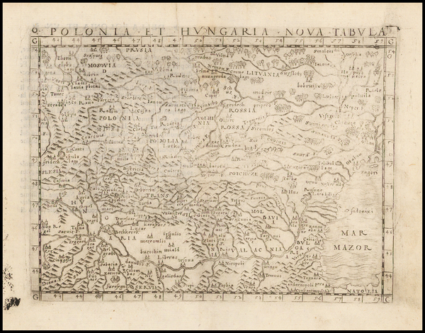 59-Poland, Hungary, Baltic Countries and Balkans Map By Giacomo Gastaldi