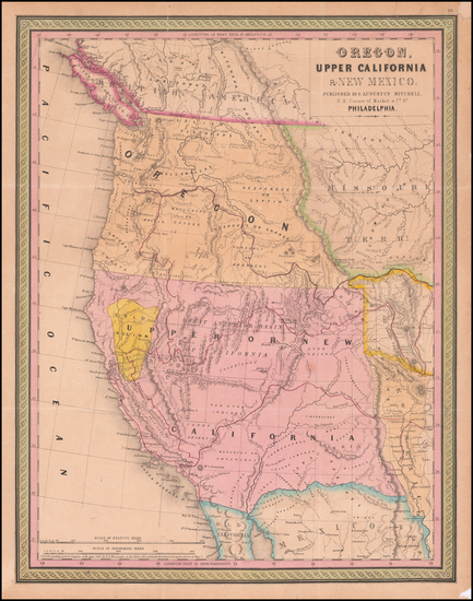 51-Southwest, Rocky Mountains, Oregon and California Map By Samuel Augustus Mitchell