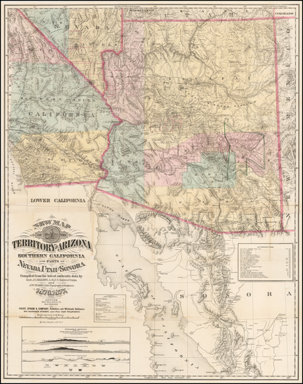 68-Arizona, Utah, Nevada, Utah, California and Fair Map By J.C. Mallery / J.W. Ward