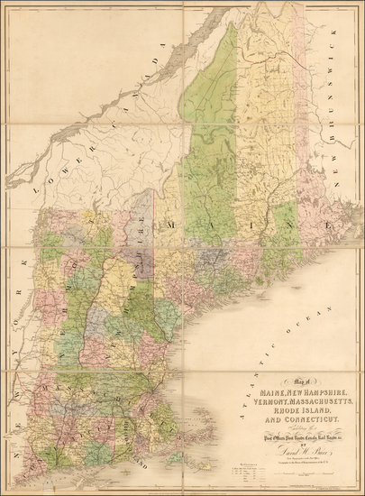 32-New England and Maine Map By David Hugh Burr