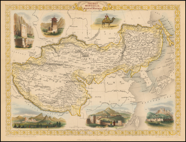 60-China, India, Central Asia & Caucasus and Russia in Asia Map By John Tallis