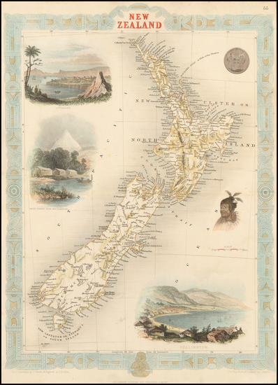 80-New Zealand Map By John Tallis