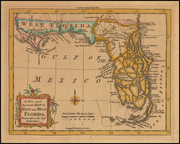 51-Florida and South Map By London Magazine