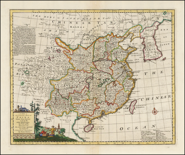 6-China and Korea Map By Emanuel Bowen