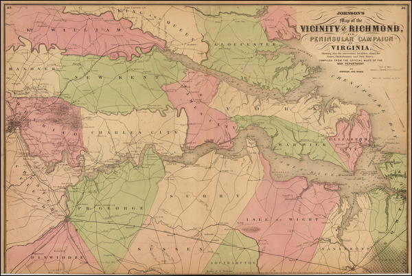 83-Mid-Atlantic and Southeast Map By Benjamin P Ward  &  Alvin Jewett Johnson