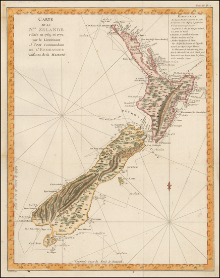 37-New Zealand Map By James Cook